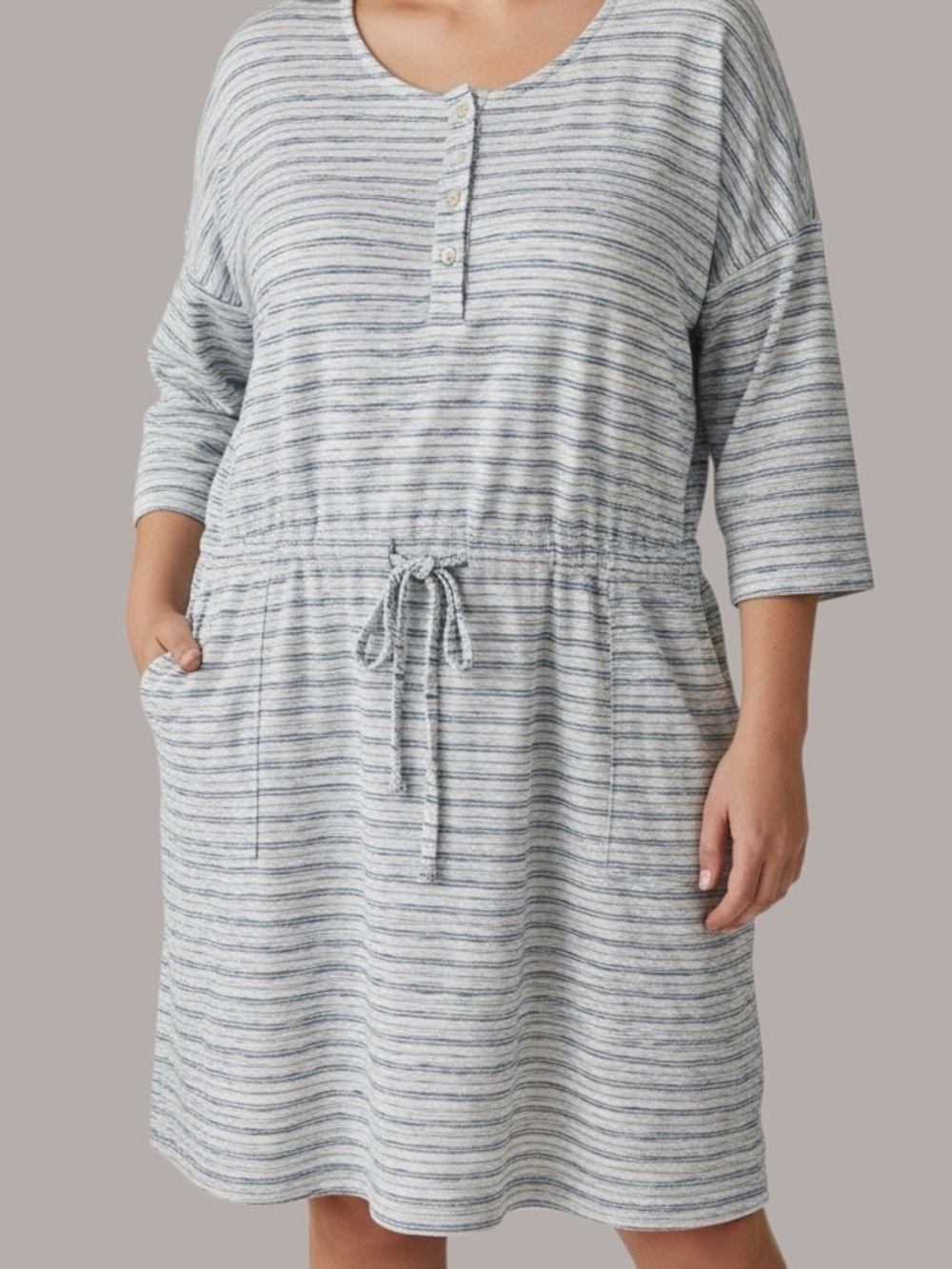 Haven Well Within Organic Cotton Interlock Striped Dress Soft Pockets Size: XXL